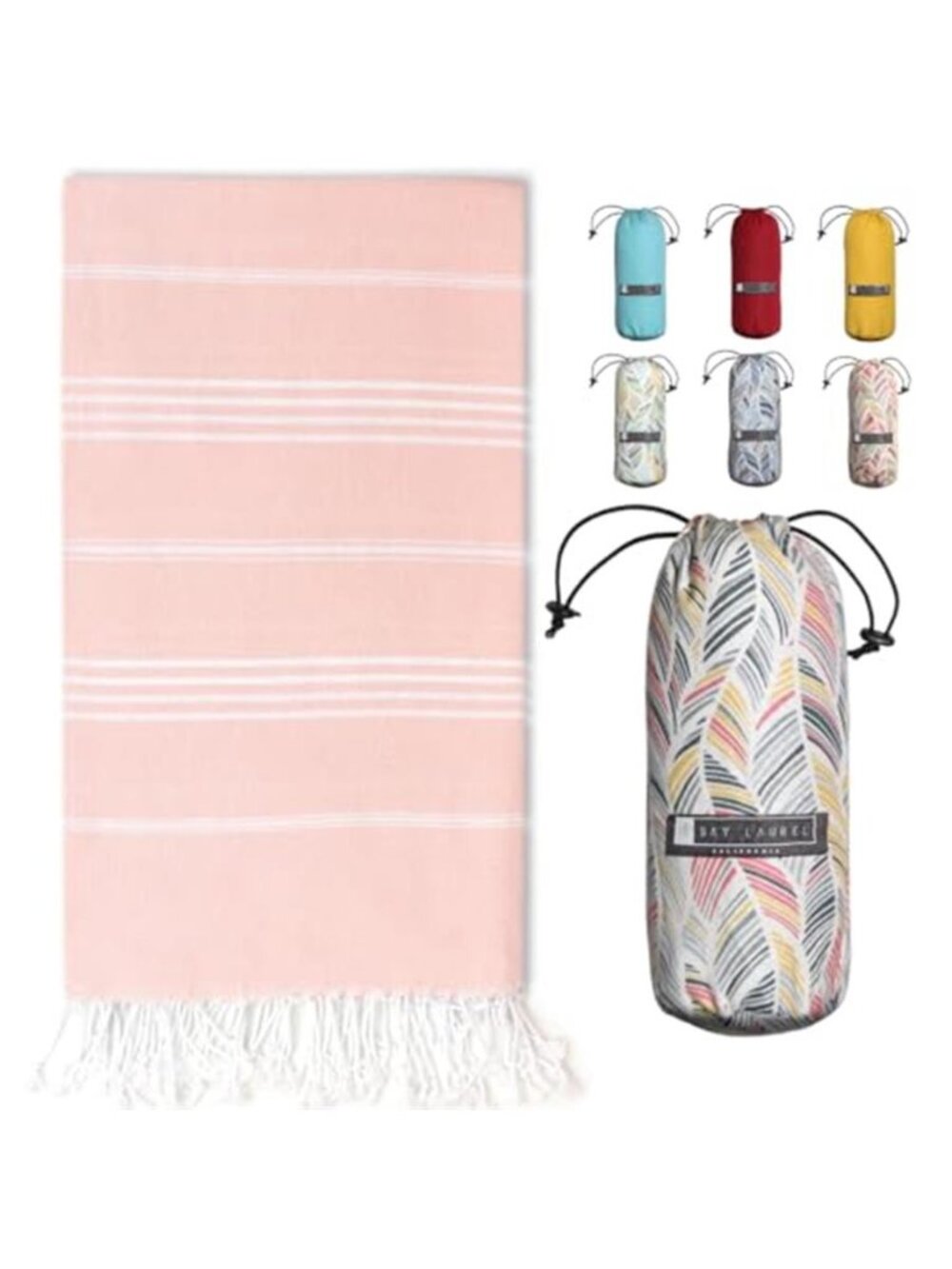 Turkish Beach Towel Travel Bag Quick Dry Sand Free Oversized Large Blush Floral